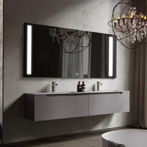 LED Bathroom Rectangle Mirror Front and Backlit Lighted Vanity Mirror