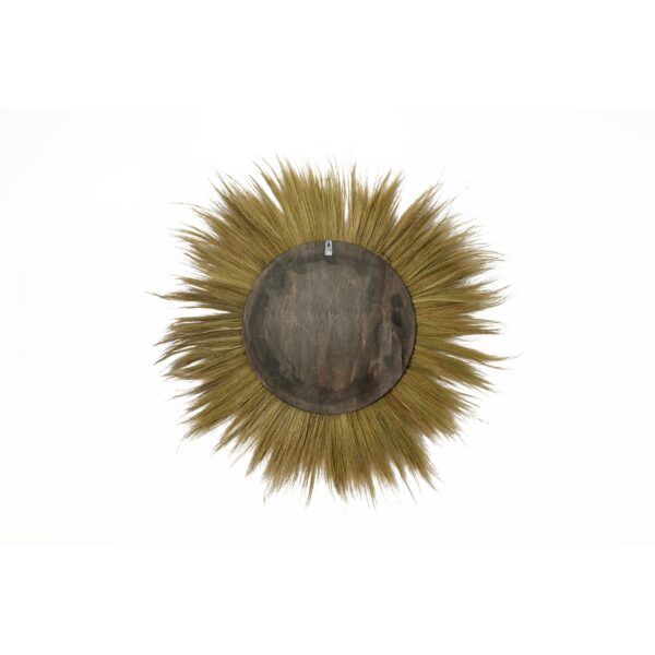 DecMode 45" x 45" Brown Tribal Inspired Sunburst Grass Wall Mirror with Coiled Rope Center - Image 4