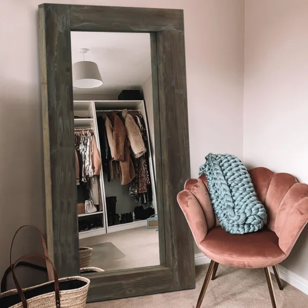 Full Mirror Full Length Mirror Floor Mirror Modern Brown Rectangle Wood Frame Mirror,71x32 - Image 3