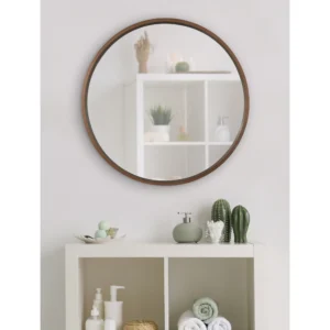 Kate and Laurel Travis Mid-Century Round Wall Mirror, 25.6 inch Diameter, Bronze, Modern Accent Mirror