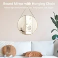 Wall Mirror, 15.7in Hanging Round Mirror with Chain, Golden Metal Frame Circle Mirror for Bathroom, Bedroom, Living Room, Entryway