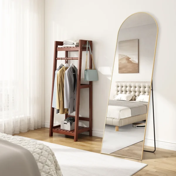 EDX Arched Full Length Mirror 64"x21" Full Body Mirror Rectangle Free Standing Wall Mounted Leaning Hanging Floor Mirrors, Gold - Image 2