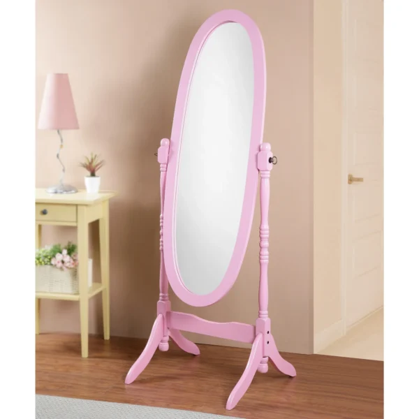 Copper Grove Monks Hood 22" x 59" Cherry Brown Traditional Wooden Oval Floor Cheval Mirror - Image 2