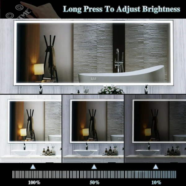 ANYHI 72" x 32" Silver Oversized LED Bathroom Full Length Wall Mirror Large - Image 2