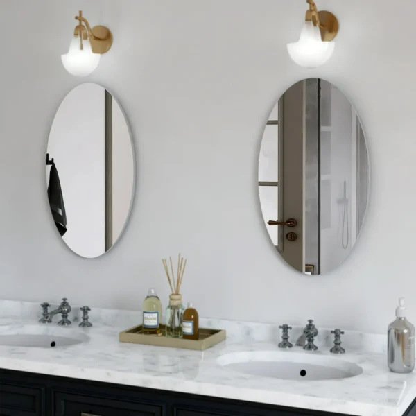 Facilehome 25.1" X 14.8" Oval Mirror for Bathroom,Wall Mounted Bathroom Mirror,Bathroom Vanity Mirror,White - Image 3