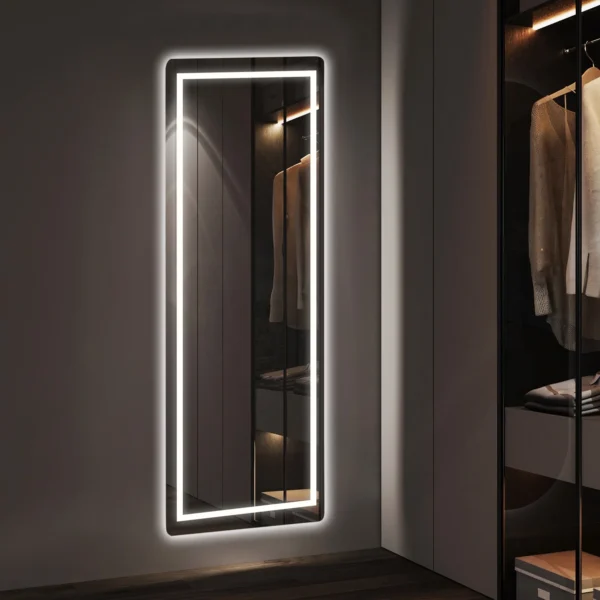 Full Length Mirror with Lights, 64"x21" LED Full Body Mirror, Free Standing Lighted Floor Mirror, 3 Color Lighting, White - Image 2