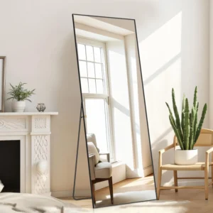 59"x16" Full Length Mirror Standing Rectangle Floor Mirrors Body Dressing Wall-Mounted Mirror, Black
