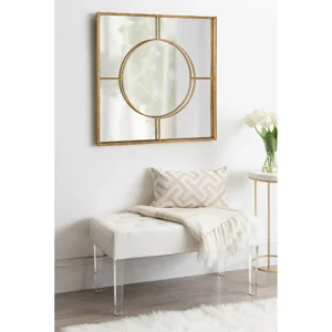 Kate and Laurel Modern Square Ansonia Accent Mirror, 30" x 30", Gold