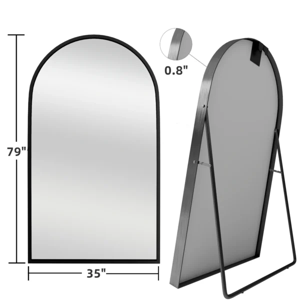 79x35 Oversized Arch Aluminum Alloy Frame Full Length Mirror Floor Mirror,Black - Image 2