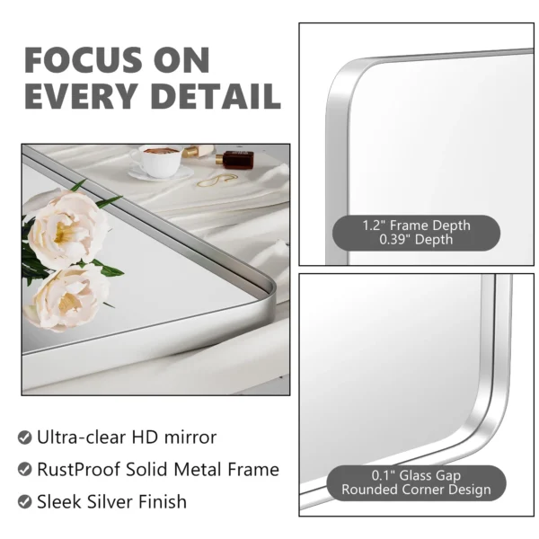 DesignOvation Bosc Framed Decorative Rectangle Wall Mirror, 27.5x39.5 Black - Image 3
