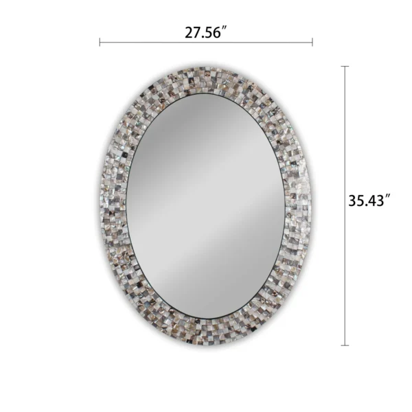 Radiance Goods Vertical Hanging Seashell Finish Oval Framed Wall Mirror 35" Height - Image 3