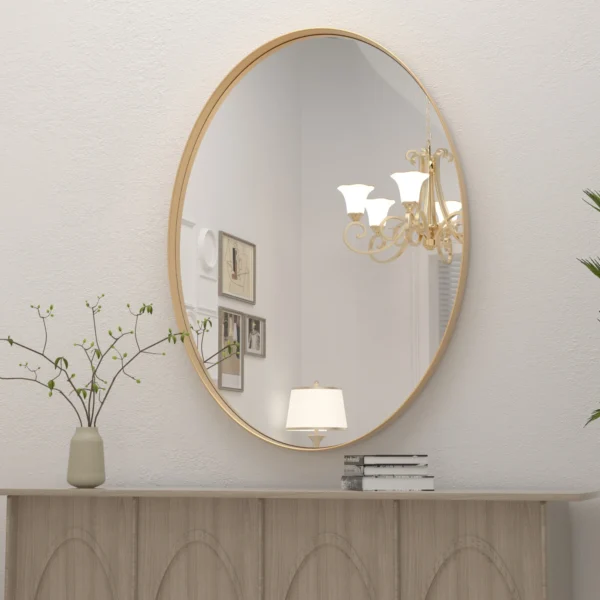 Clavies Oval Mirror for Bathroom, 24"X36" Vanity Wall Mirror, Gold Mirror with 1" deep Metal Framed - Image 5
