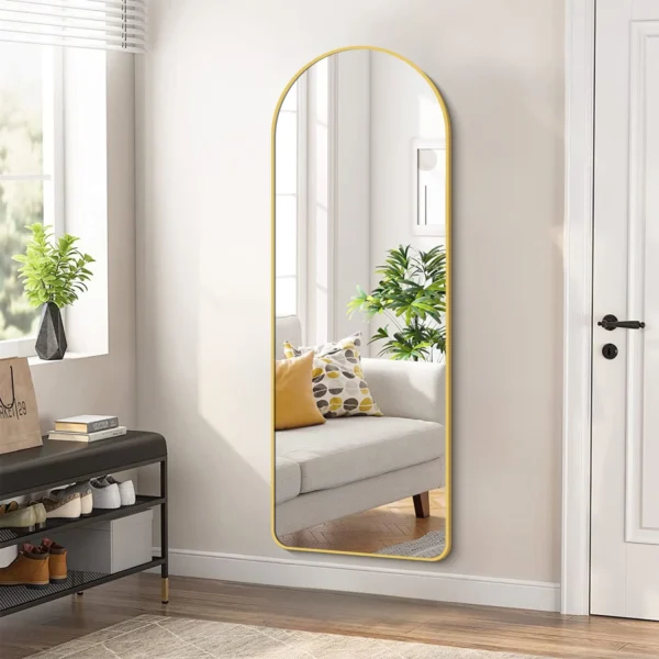 59"x16" Arched Full Length Mirror Full Body Floor Mirror with Stand for Bedroom Cloakroom, Gold - Image 2