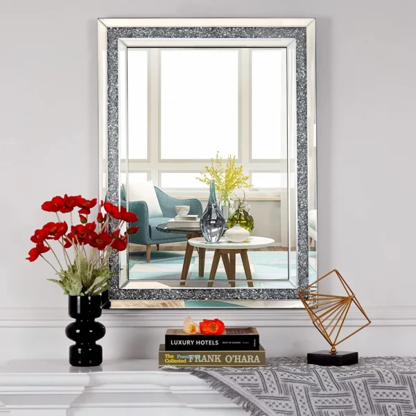 SHYFOY Rectangle Decorative Wall Mirror Crushed Diamond Vanity Mirror Wall Mounted Makeup Mirror for Home Decor - Image 2