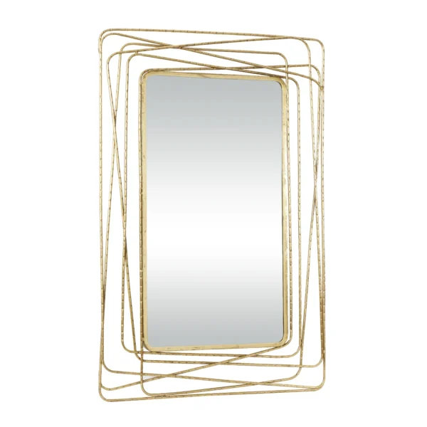 DecMode 31" x 47" Gold Wall Mirror with Thin Metal Rectangle Frame - Image 3