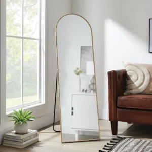 Better Homes & Garden 17"x 58" Modern Arch Aluminum Frame Floor Easel Mirror, Brass
