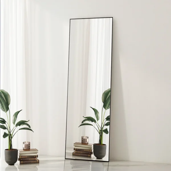 Full Length Mirror, 16"x59" Nano Glass Floor Mirror, Standing Rectangle Floor Mirrors Body Dressing Wall-Mounted Mirror for Living Room, Bedroom,Gold
