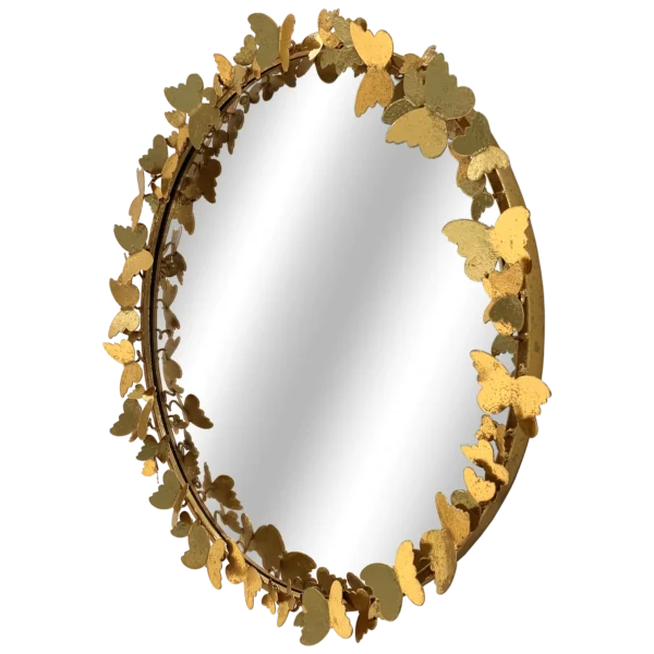 Justice 21" Round Butterfly Wall Mirror, Gold - Image 2