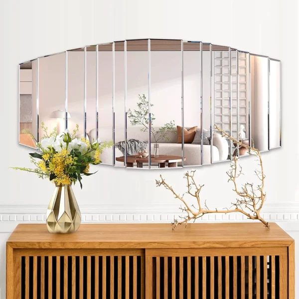 SHYFOY Large Mirror for Wall Decor Framless Irregular Wall Mirror Decorative for Living Room Entryway Mirror43"x21.5"