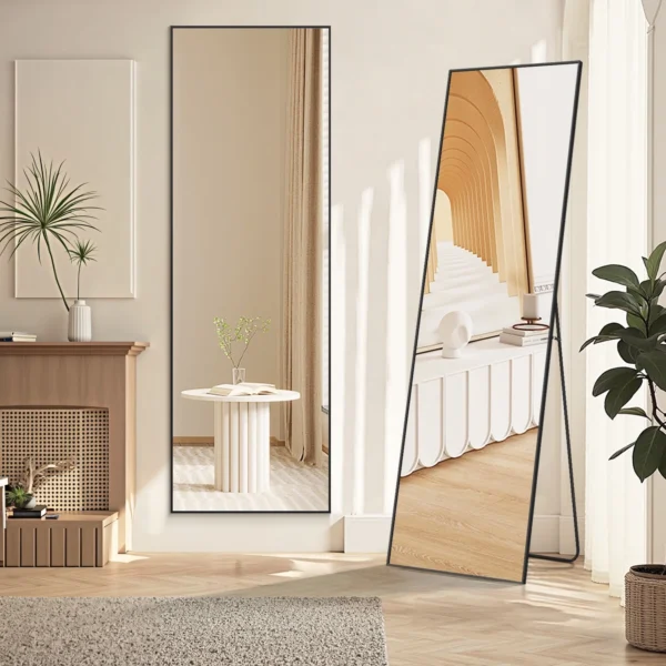 59"x16" Full Length Mirror Standing Rectangle Floor Mirrors Body Dressing Wall-Mounted Mirror, Black - Image 6