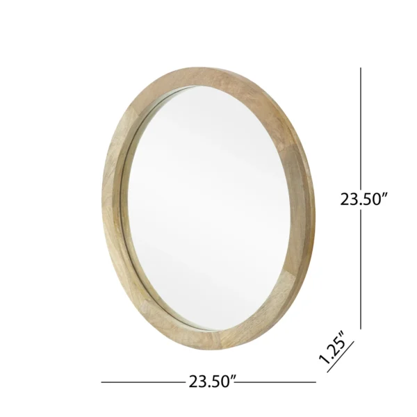 Noble House Koda Modern Round Mirror with Mango Wood Frame, Natural - Image 5