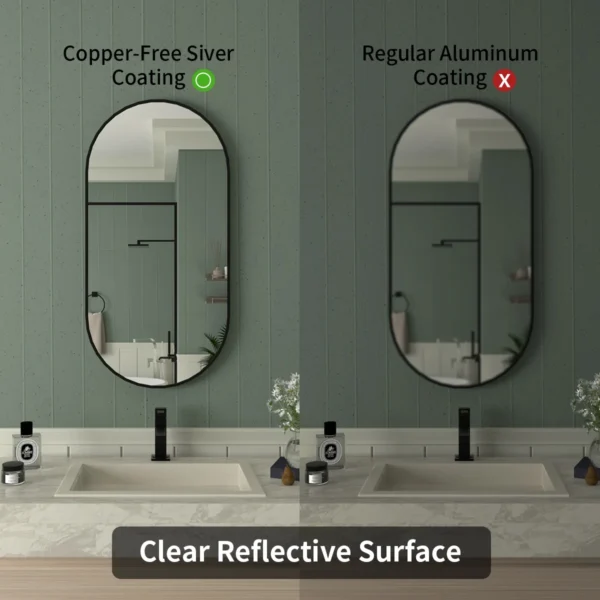18 in. W x 36 in. H Oval Framed Wall Bathroom Vanity Mirror in Matte Black - Image 3