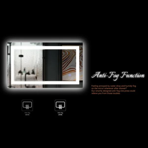 Zimtown Touch LED Bathroom Mirror Rectangle Light Strip Lighted Mirror 32x24 Silver - Image 3