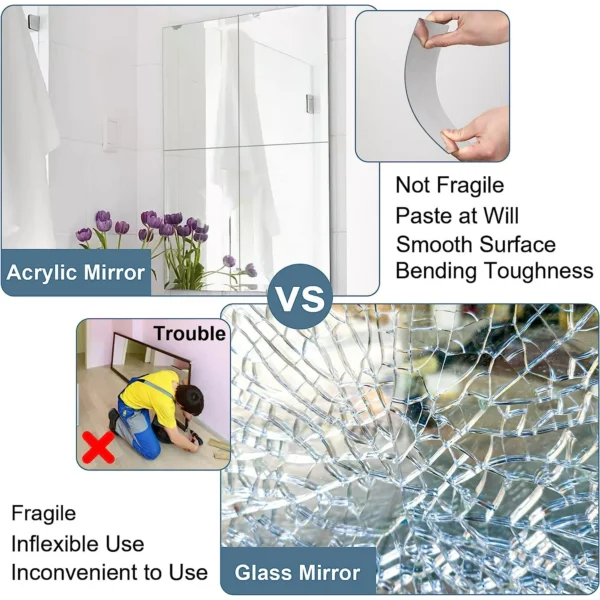 Crush Diamond Mirrors Wall Decor 6inch Mirror Tiles for Crafts, 8 Pack Square Silver Diamond Glass Mirrors for Home Wall Decor, Mosaics DIY. - Image 2