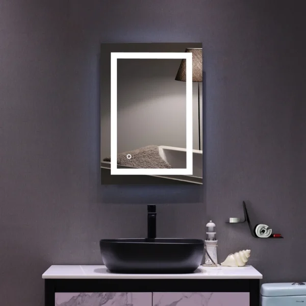 Zimtown Touch LED Bathroom Mirror Rectangle Light Strip Lighted Mirror 32x24 Silver - Image 7