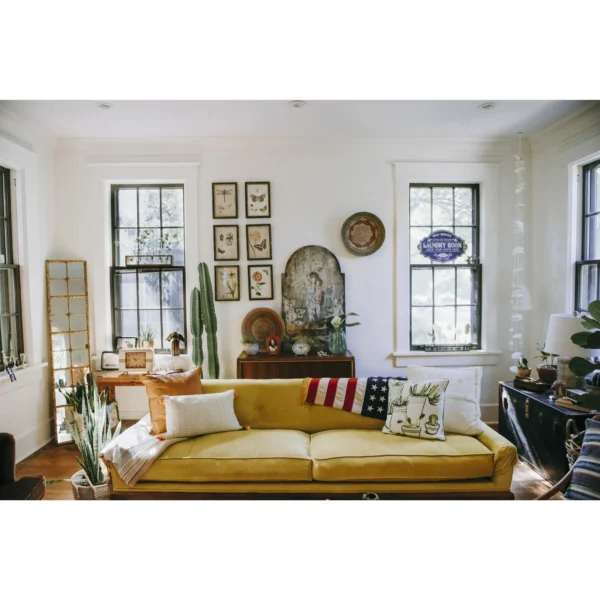 Creative Co-Op Distressed Rectangle Metal Framed Windowpane Wall Mirror, Gold - Image 2
