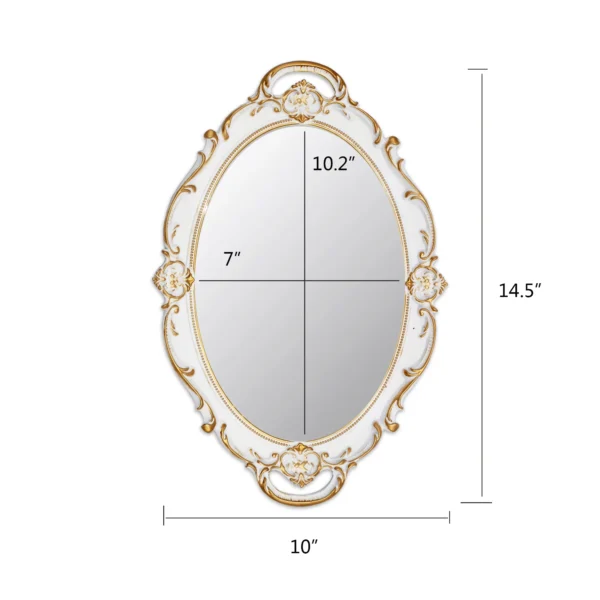 Vintage Mirror Small Wall Mirror Hanging Mirror 14.5 x 10 inchs Oval White - Image 2