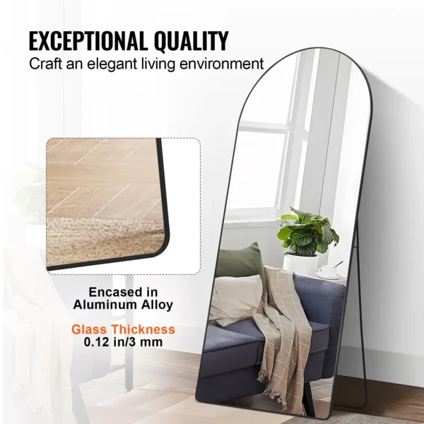 KFFKFF Arched Full Length Mirror 71'' x 32'' Full Body Mirror Standing Hanging - Image 3