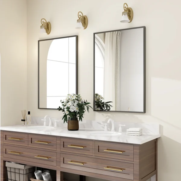 SEETHRUGLIMMER 38"x26" Rectangular Bathroom Wall Mirror with Metal Frame, Black - Image 2