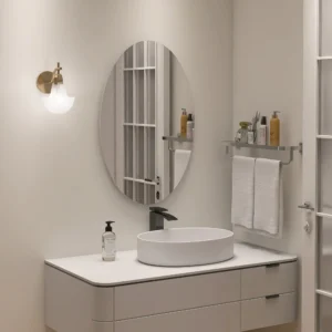 Facilehome 25.1" X 14.8" Oval Mirror for Bathroom,Wall Mounted Bathroom Mirror,Bathroom Vanity Mirror,White
