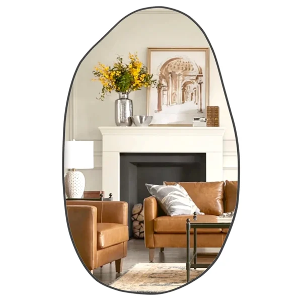 RACHMADES Irregular Wall Mirror, 33.5"×20.5" Asymmetrical Mirror, Bathroom Mirror Large Vanity Mirror for Wall Decor Mirror