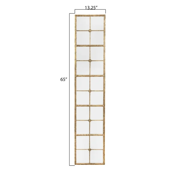 Creative Co-Op Distressed Rectangle Metal Framed Windowpane Wall Mirror, Gold - Image 4