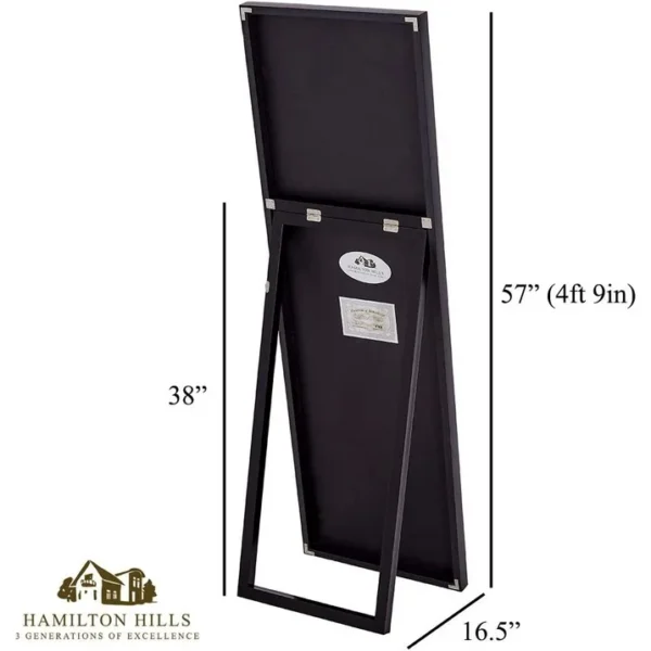 Hamilton Hills Black Full Length Mirror for Floor Full Body Standing Mirror Tall 58" x 18" Wide Stand Up - Image 5