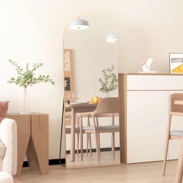 RACHMADES Arched Mirror Full Length 65"x22", Arch Gold Mirror with Stand Large Floor Mirror, Full Body Mirror Standing Bedroom Mirror Wall Mirror - Image 2