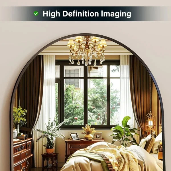 Anyrose 64.3"x21.1" Arched Full Length Mirror With Stand Wall-Mounted, Black - Image 5