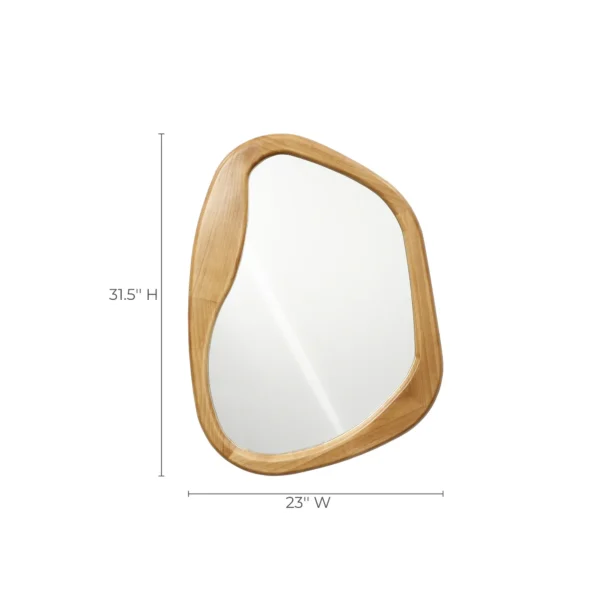 LuxenHome Natural Pine Wood Frame Irregular Oblong Wall Mirror - Image 3