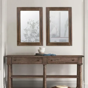 Sintosin Rustic Wooden Spliced Wall Mirror for Bathroom, 24" x 36" Hanging Handmade Farmhouse Large Rectange Mirrors for Wall Decor, Vertical or Horizontal Decorative Wall Mounted Mirrors Living