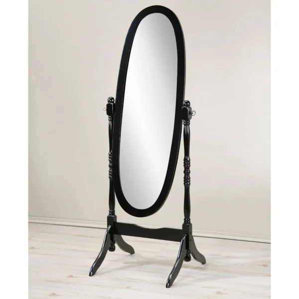 Copper Grove Monks Hood 22" x 59" Cherry Brown Traditional Wooden Oval Floor Cheval Mirror - Image 3