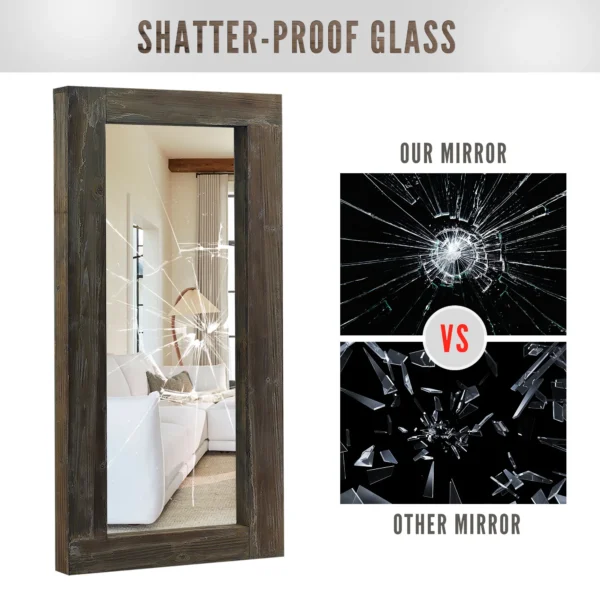Full Mirror Full Length Mirror Floor Mirror Modern Brown Rectangle Wood Frame Mirror,71x32 - Image 4