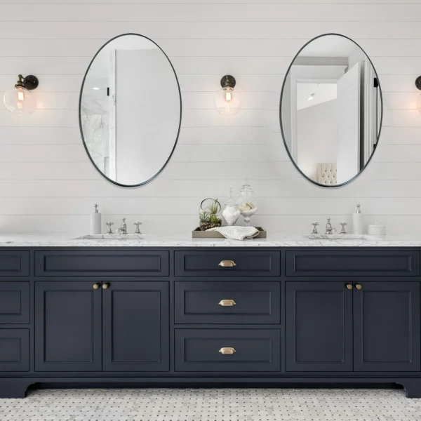 Andy Star Wall Mirror for Bathroom, 22x30" Large Black Oval Mirror for Bathroom, Stainless Steel Matte Black Frame Wall Mounted Mirror - Image 2