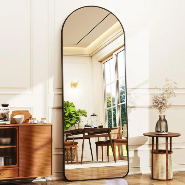 Anyrose 64.3"x21.1" Arched Full Length Mirror With Stand Wall-Mounted, Black - Image 3