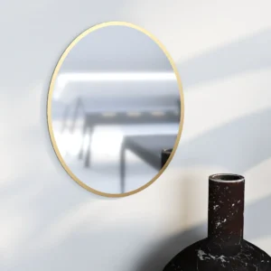 Locker Style Magnetic Gold Trim Oval Mirror 9" x 7"