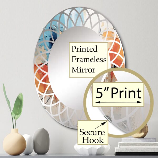 Designart "Harmonious Abstraction III" Abstract Collages Round Wall Mirror - Abstract Oval Mirror - Image 4