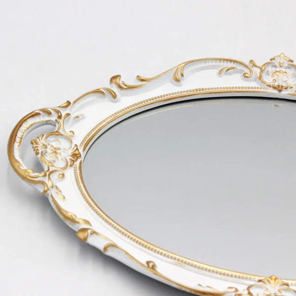 Vintage Mirror Small Wall Mirror Hanging Mirror 14.5 x 10 inchs Oval White - Image 3