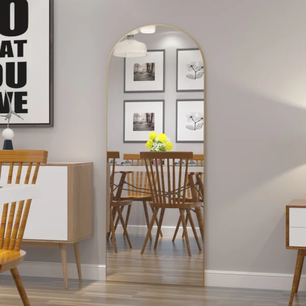 RACHMADES Arched Mirror Full Length 65"x22", Arch Gold Mirror with Stand Large Floor Mirror, Full Body Mirror Standing Bedroom Mirror Wall Mirror - Image 3
