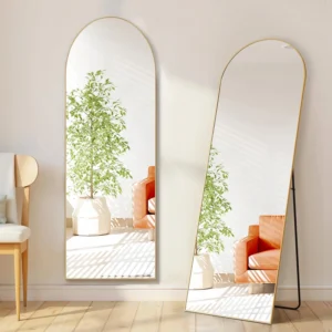 59"x16" Arched Full Length Mirror Large Full Body Floor Mirror with Stand Wall-mounted Mirror for Dressing,Gold